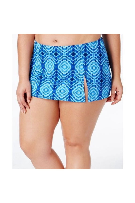 Bleu Rod Beattie BLEU MULTI Plus Size Printed Short Swim Skirt, US 22W