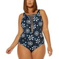thumbnail image 1 of Bleu Rod Beattie NAVY MULTI Take A Dip Strappy One-Piece Swimsuit, US 16W, 1 of 4