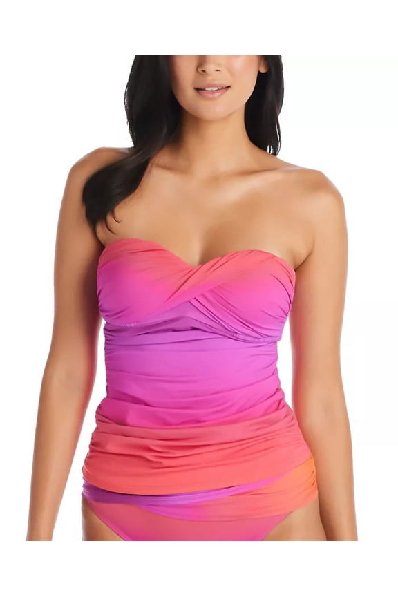 Bleu Rod Beattie PURPLE Cool Breeze Twist-Front Bandeau Tankini Swim Top, US 8