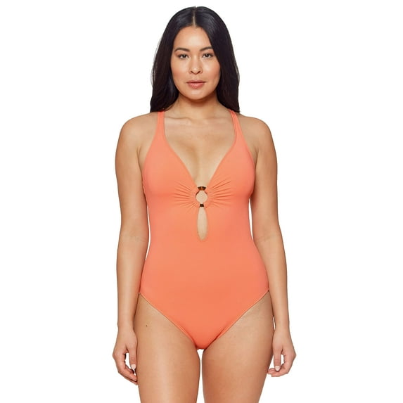 Bleu Rod Beattie Ring Me Up Over-The-Shoulder Cross-Back Tank Coral 4