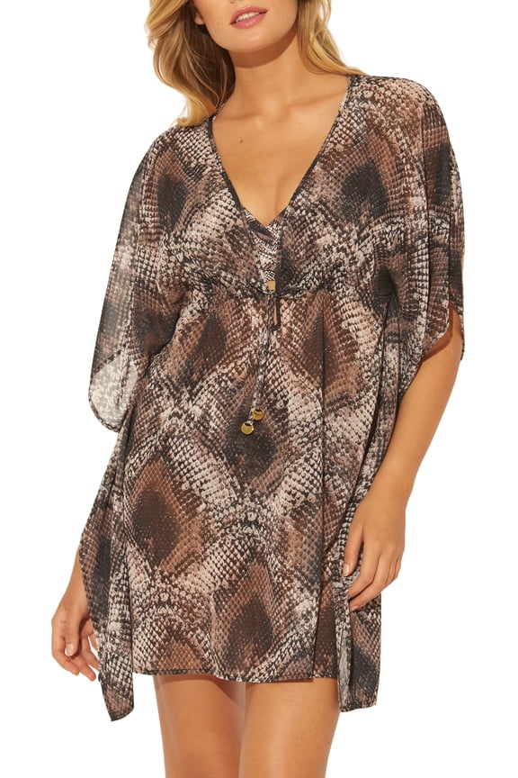 Bleu Rod Beattie SNAKE Skin Games Caftan Cover-up, US Medium