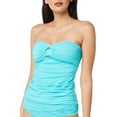 thumbnail image 1 of Bleu Rod Beattie Solid Bandeau Draped Ring Tankini Swim Top 10 Tyrquoise, 1 of 4