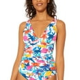 thumbnail image 1 of Bleu Rod Beattie WHITE FLORAL OTS Plunge Tankini Swim Top, US 6, 1 of 3