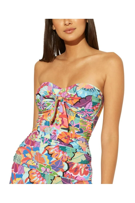 Bleu Rod Beattie Women Swimwear Printed Tie Front Tankini Blue 6