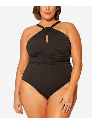 Women's Bleu Rod Beattie O22931X Plus Size Urban Oasis High Waist Swim  Bottom (Black 16W) 