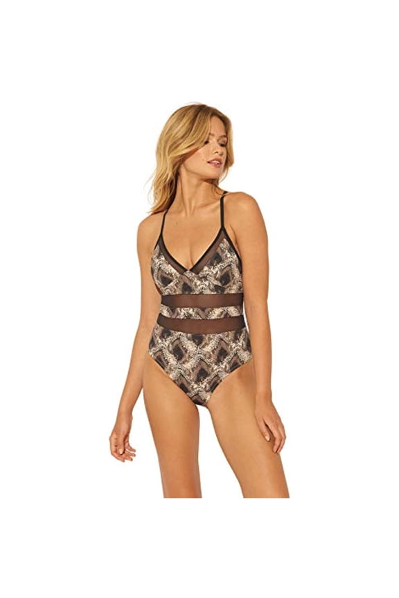 Bleu Rod Beattie Women's Snakeskin Print Over The Shoulder One Piece Swimsuit Snake 12