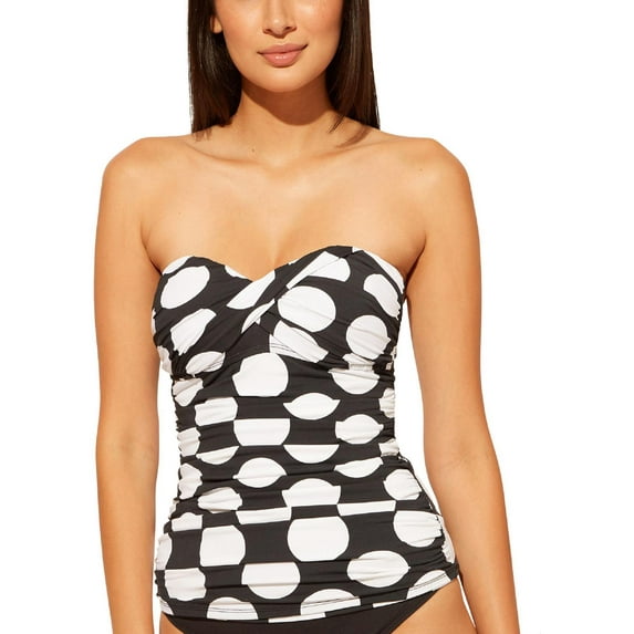 Bleu Rod Beattie Womens Polka Dot Strapless Tankini Swim Top B/W 4
