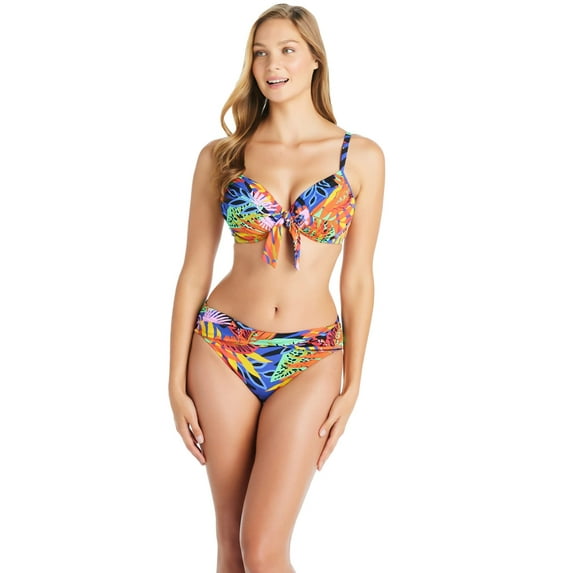 Bleu Rod Beattie Night Safari Tie Front D-Cup Top Multi 34D