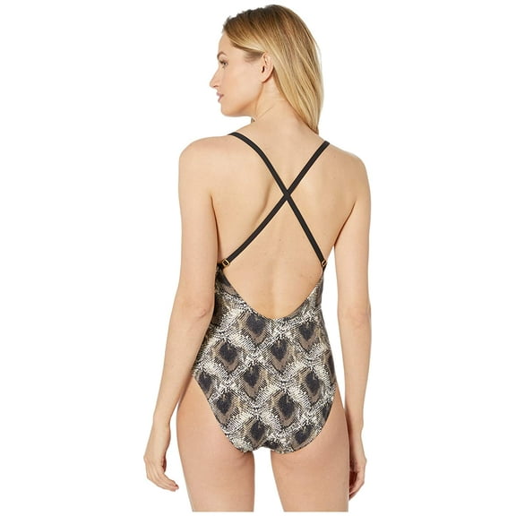 Bleu Rod Beattie Womens Python Print Mesh One Piece Swimsuit;14