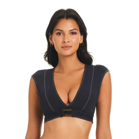 Bleu Swimwear A Fine Line Cap Sleeve Crop Top with Removable Cups Size 12
