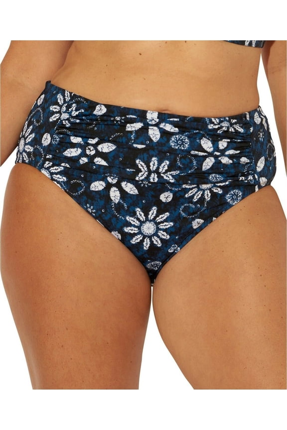 NAVY MULTI Printed Tummy-Control Bikini Swim Bottom, US 20W