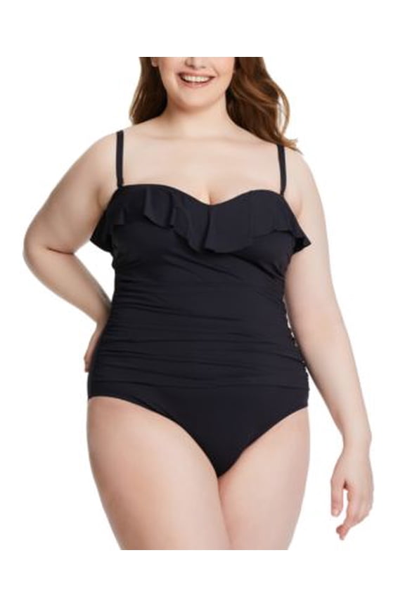 Plus Size Kore Shirred Bandeau One-Piece Swimsuit Size 22W