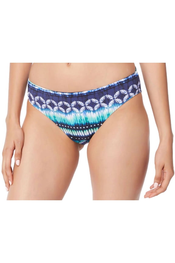 Women's Blue Printed Ruched-Back Bikini Bottoms