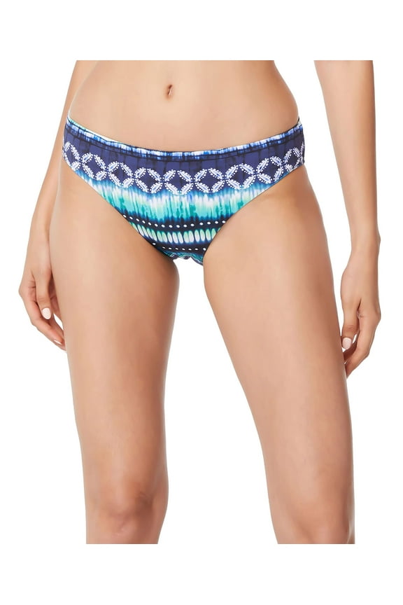 Women's Blue Printed Ruched-Back Bikini Bottoms