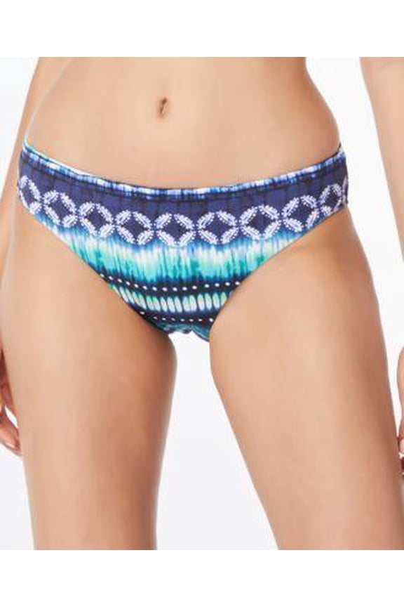 Women's Blue Printed Ruched-Back Bikini Bottoms