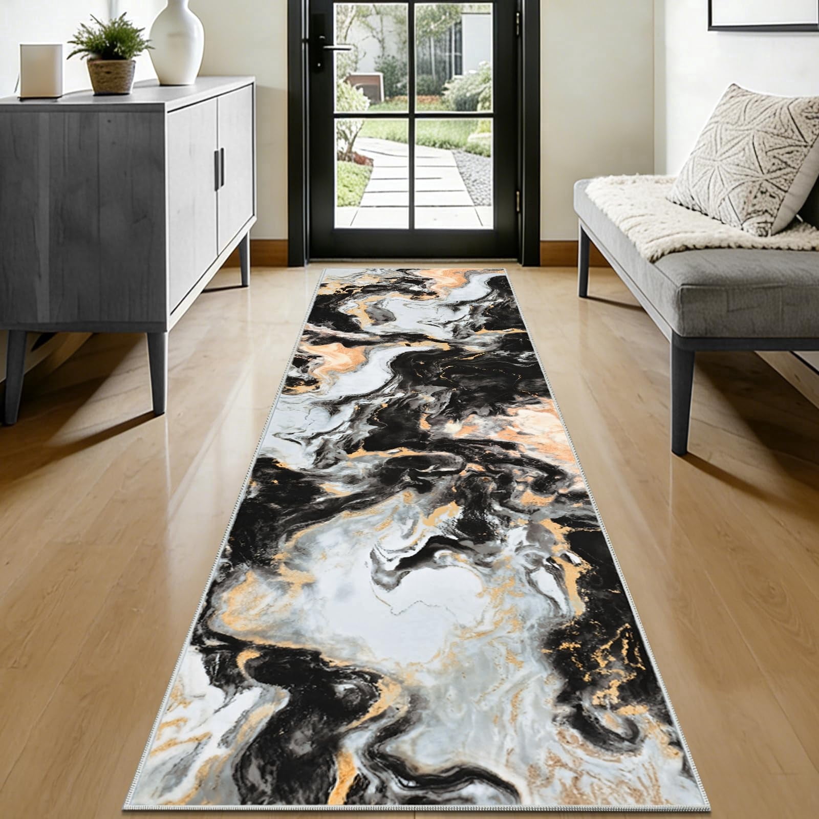 Bleum Cade 2x7 Runner Rug for Hallways Kitchen Modern Abstract Washable ...