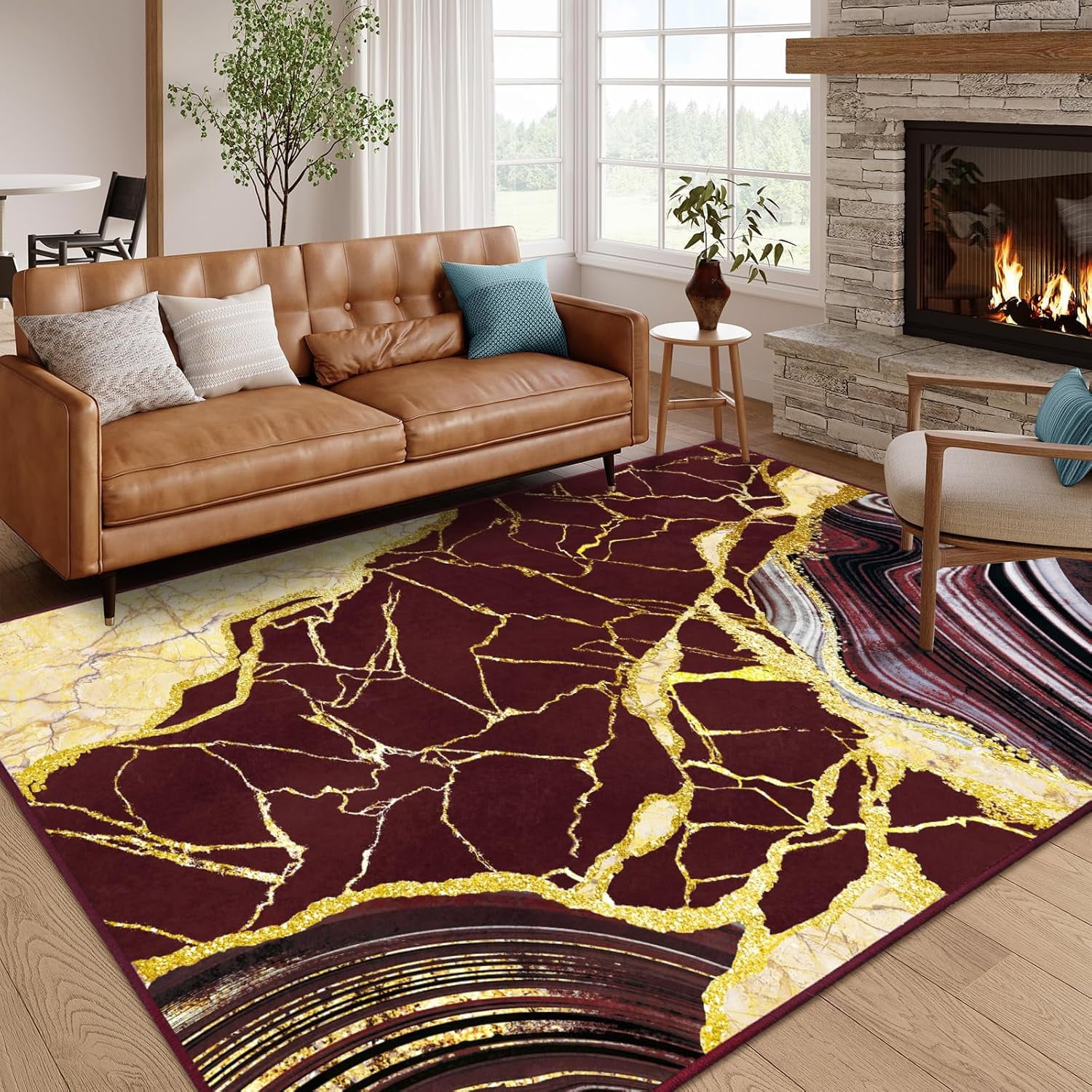 Bleum Cade 5'x7' Area Rugs for Living Room, Marble Swirl Abstract Rug ...