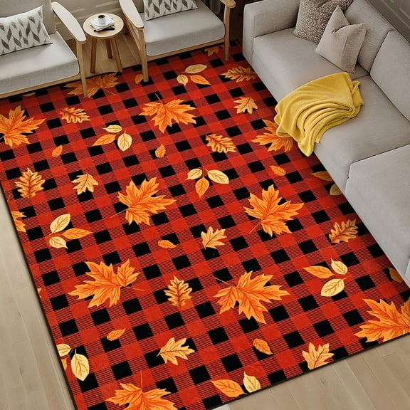 Bleum Cade 5'x7' Fall Area Rugs for Living Room,Maple Leaf Rug Ultra Soft Washable Rugs for Bedroom, Anti Slip Durable Carpet Home Decor for Dining Room