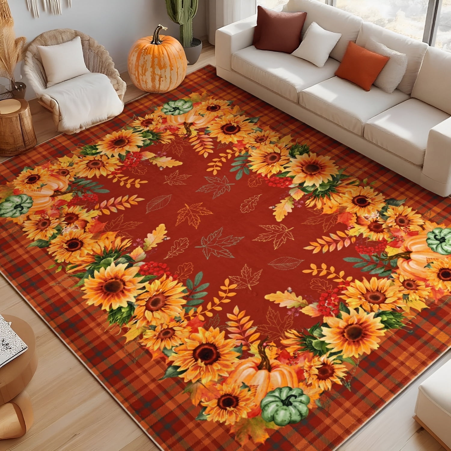 Bleum Cade 5'x7' Fall Area Rugs for Living Room,Sunflower Rug Ultra ...