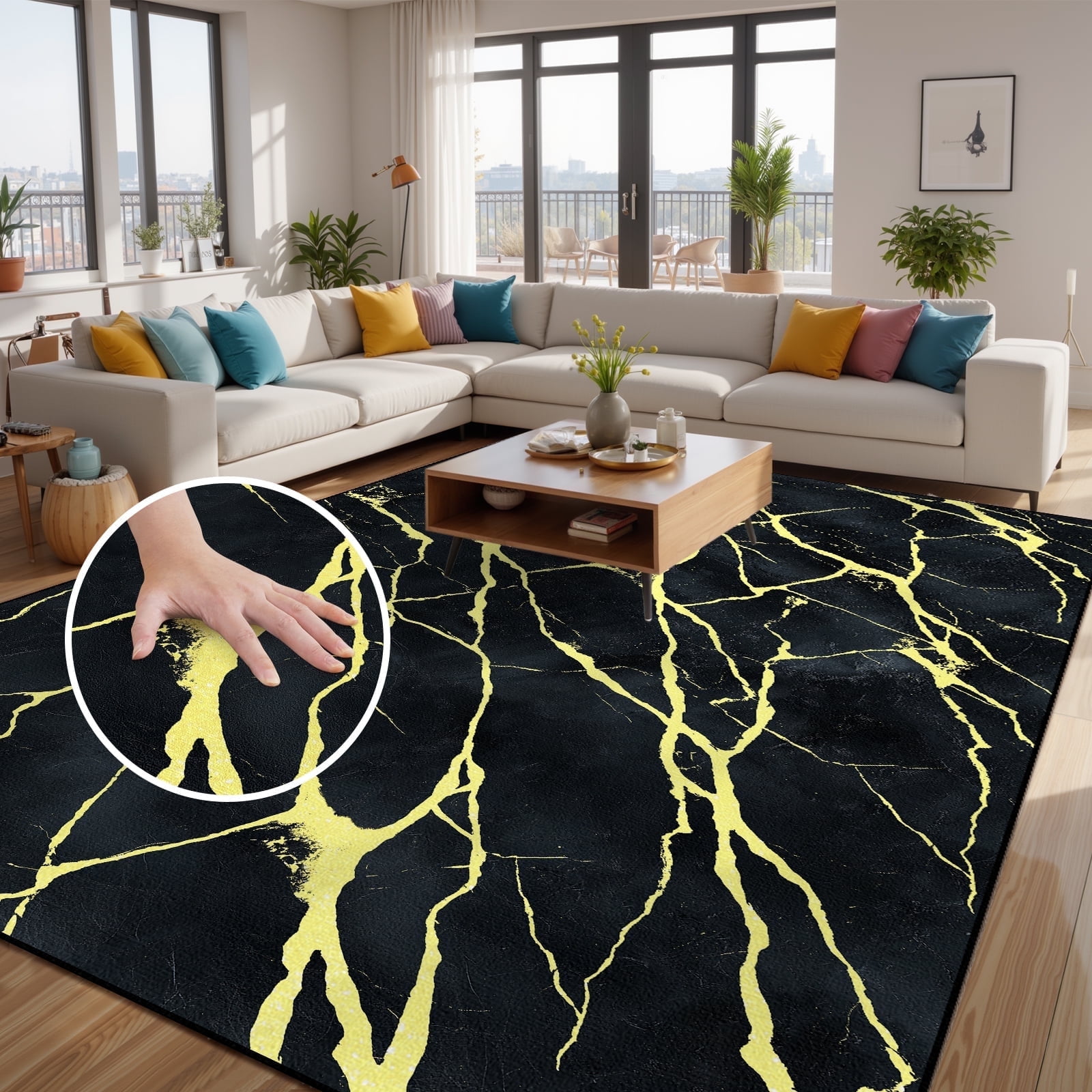 Bleum Cade 8'x10' Area Rugs for Living Room, Washable Rugs Modern Rugs for Bedroom Dinning Room,Marble Abstract Rug Ultra Soft Non Slip Durable Large Carpet Home Decor