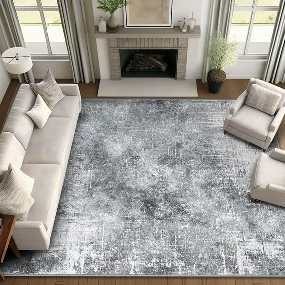 Bleum Cade 8x10 Area Rugs for Living Room,Soft Washable Non Slip Bedroom Rug,Modern Abstract Grey Dinning Room Large Carpet