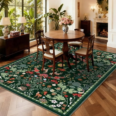 Bleum Cade Floral Area Rugs for Living Room 5x7,Boho Washable Rug Vintage Soft Non-Slip Carpet Indoor Floor Stain Resistant Large Carpets for Bedroom Dining Room Farmhouse Home Office