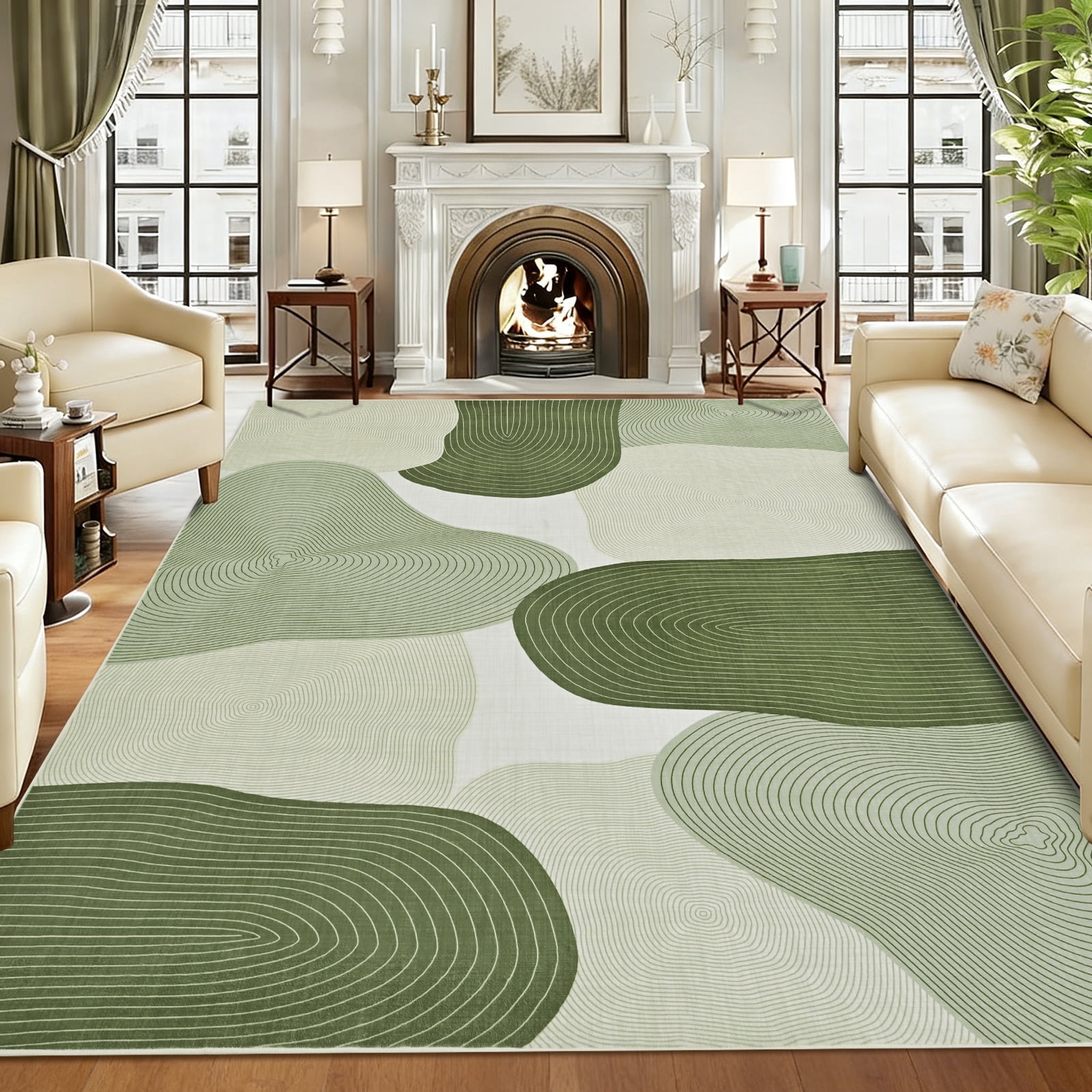 Bleum Cade 5'x7' Area Rugs for Living Room, Abstract Rug Ultra Soft Washable Rugs for Bedroom, Anti Slip Durable Stain Resistant Larg Carpet Home Decor for Dining Room,Green