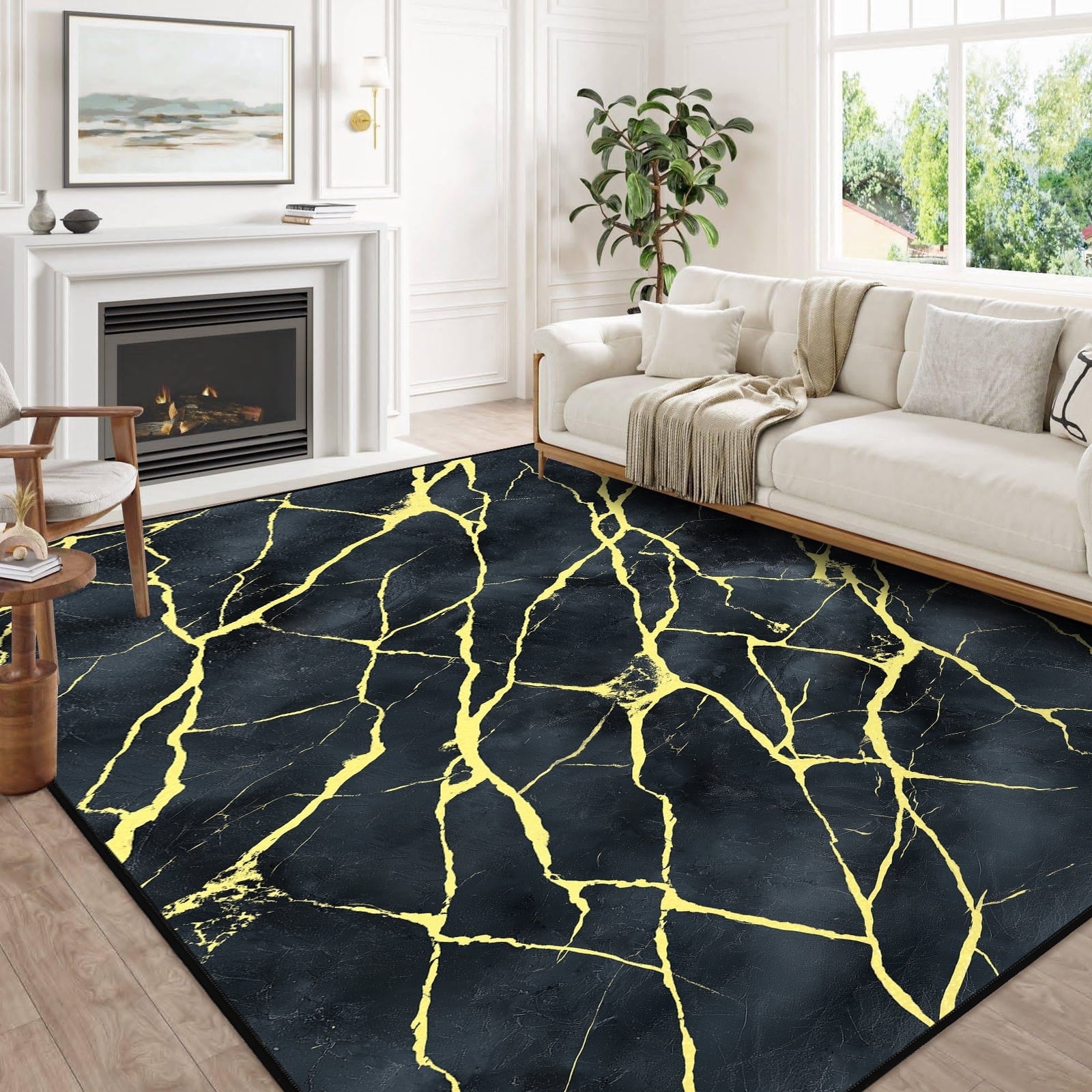 Bleum Cade Area Rugs for Living Room 3X5 Machine Washable Rugs Marble ...