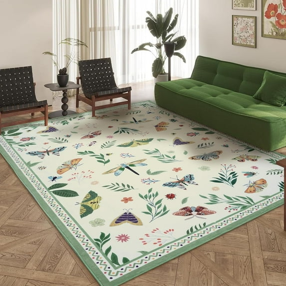 Bleum Cade 5'x7' Boho Area Rugs for Living Room, Machine Washable Foldable Indoor Rugs Carpet, Soft Lightweight Non Slip Large Rug for Bedroom Dining Room,Beige