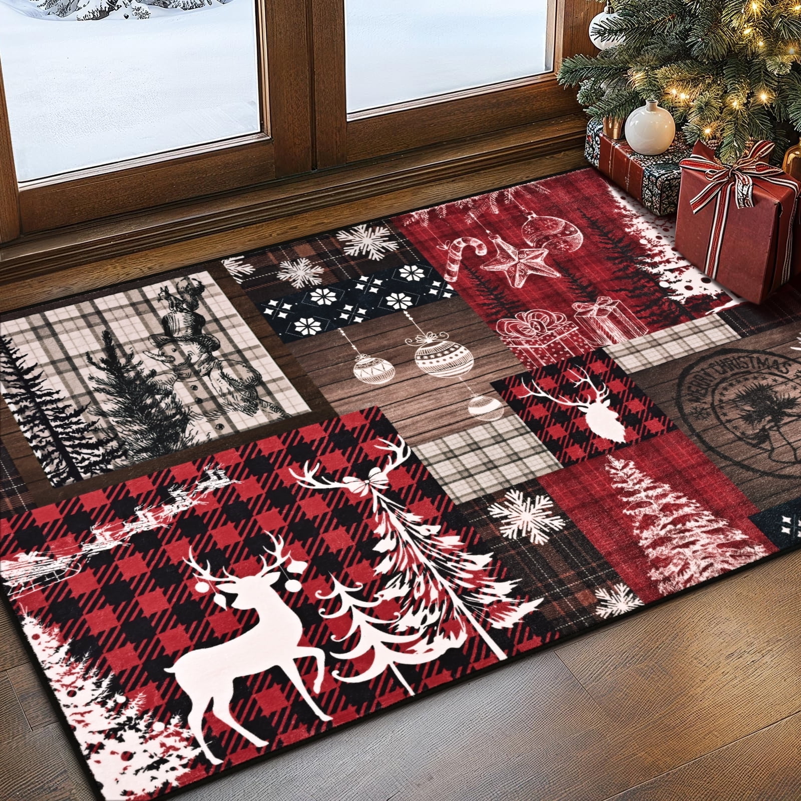 Bleum Cade Christmas Area Rugs 2x3 Entryway Rug,Christmas Tree Non Slip ...