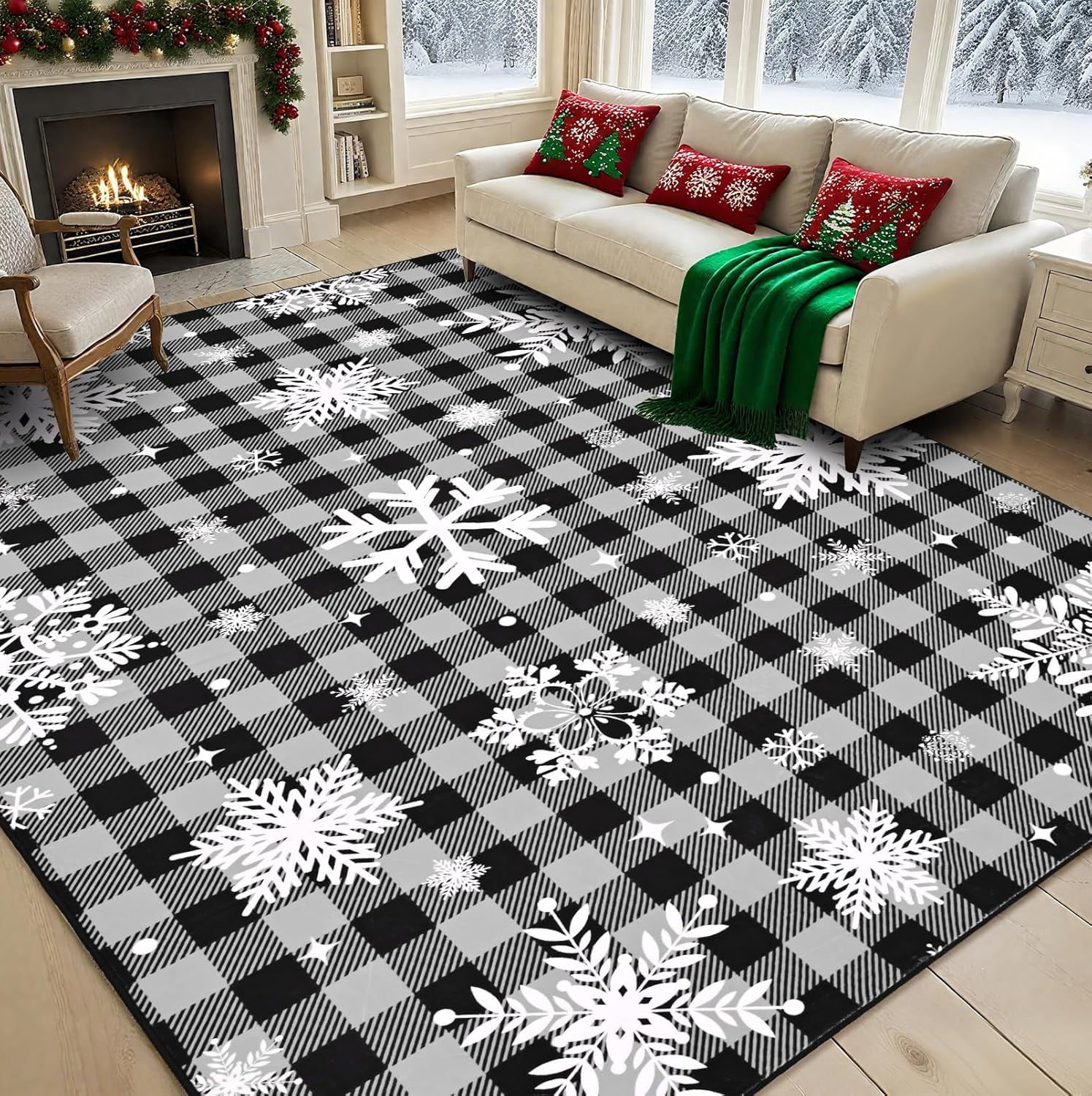 Bleum Cade Christmas Snowflake 5'x7' Area Rugs for Living Room ...