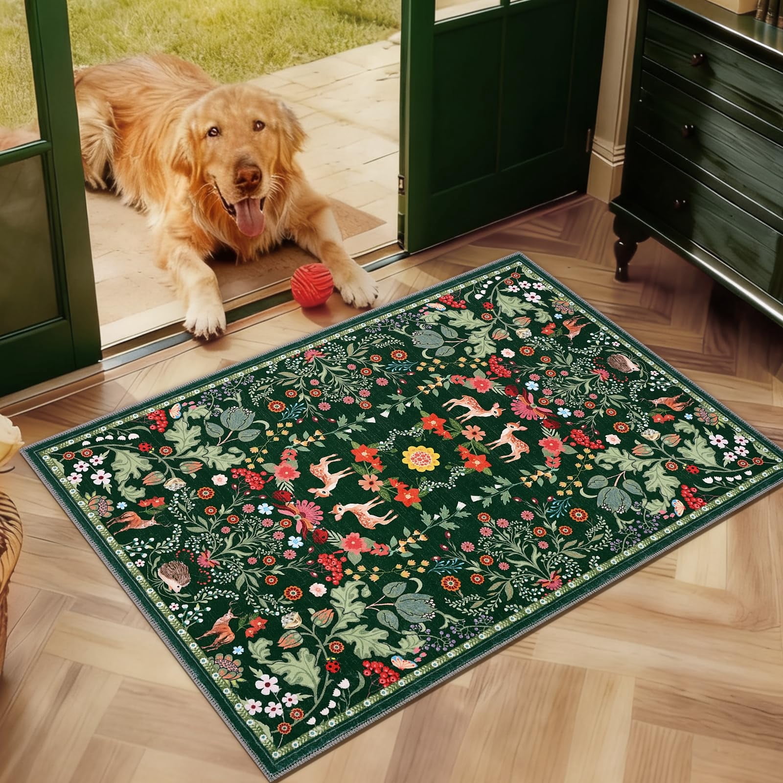 Bleum Cade Entryway Rug 2X3 Small Rugs: Floral Washable Door Mat ...