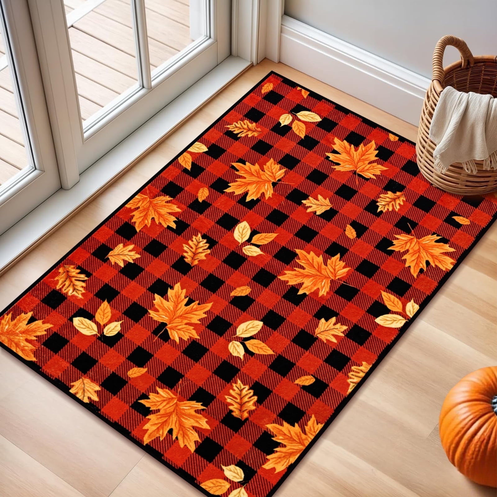 Bleum Cade Fall Area Rugs 2x3 Entryway Rug,Maple Leaf Non Slip Washable Door Mat Outdoor Indoor Welcome Mat for Entrance