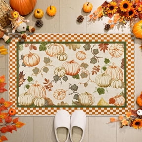 Bleum Cade Fall Area Rugs 2x3 Entryway Rug,Non Slip Washable Door Mat Outdoor Indoor Pumpkins Welcome Mat for Entrance,Beige