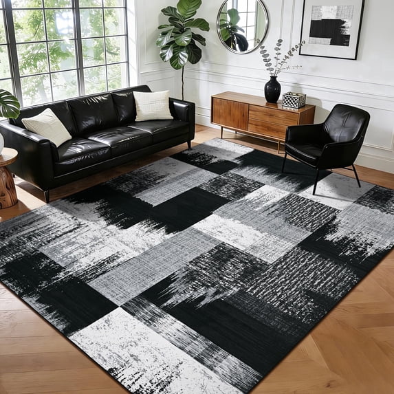 Bleum Cade 5x7 Abstract Area Rugs for Living Room, Modern Geometric Rug Non Slip, Patchwork Washable Soft Bedroom Rug Stain Resistant, Indoor Rugs Low Pile Carpet