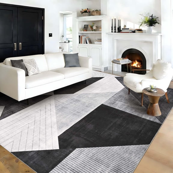 Bleum Cade Rugs for Living Room 5x7 Area Rug, Modern Geometry Washable Rugs for Bedroom, Non-Slip Indoor Rug, Soft Low Pile Stain Resistant Geometric Floor Large Carpet Home Decor