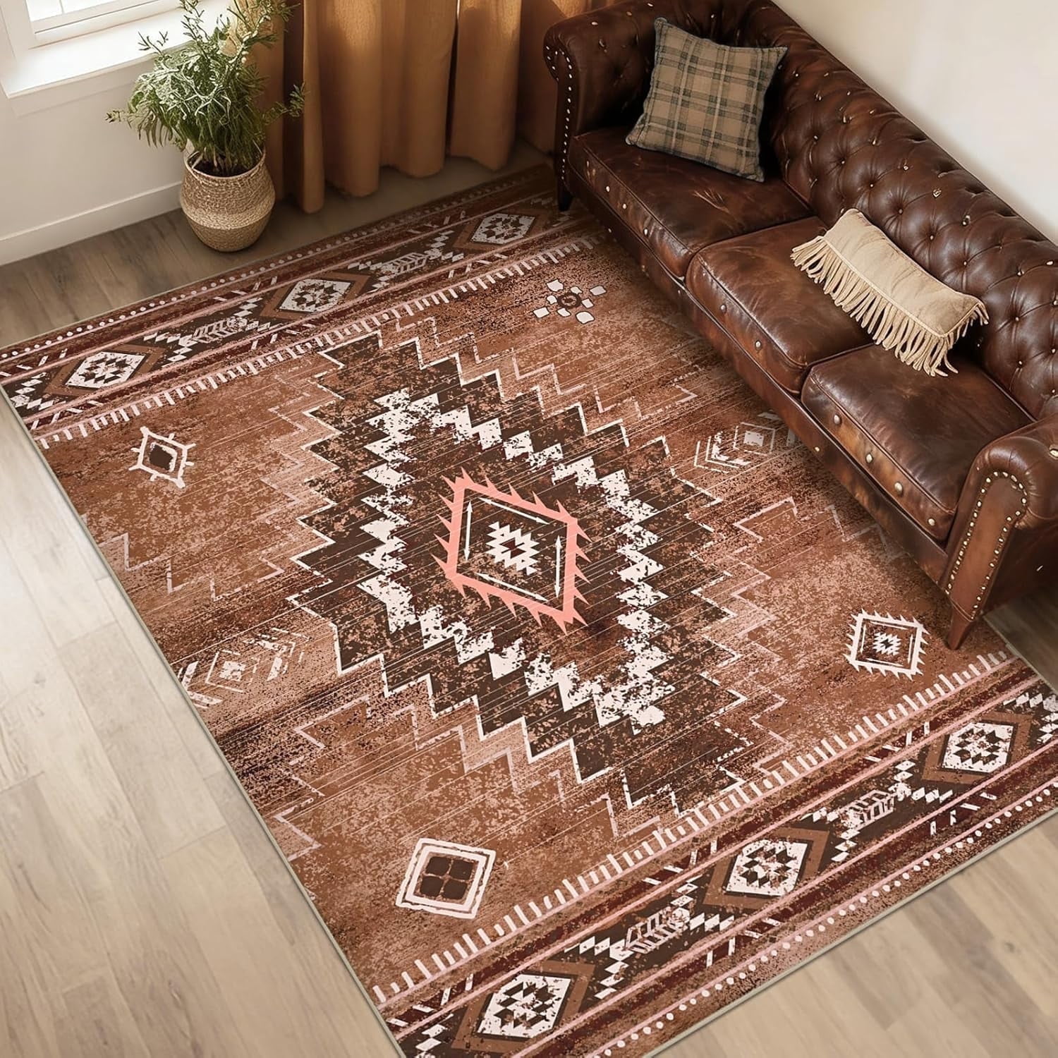 Bleum Cade Western Rugs for Living Room 5x7 Area Rug, Moroccan Washable ...