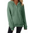 thumbnail image 1 of Blibea Button Down Sweatshirts for Women Drawstring Kangaroo Pocket Casual Sweatshirt Green XL, 1 of 8
