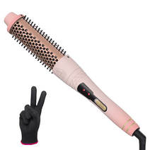 Blibly Curling Iron Brush 1.5 inch Heated Curling Comb Ceramic PTC Heated Round Brush for Hair Styling Curls Wave