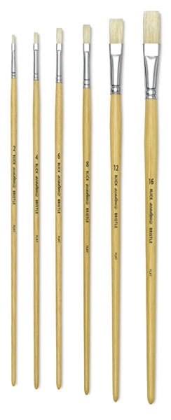 Blick Academic Bristle Brush Set - Flat, Long Handle, Set of 6