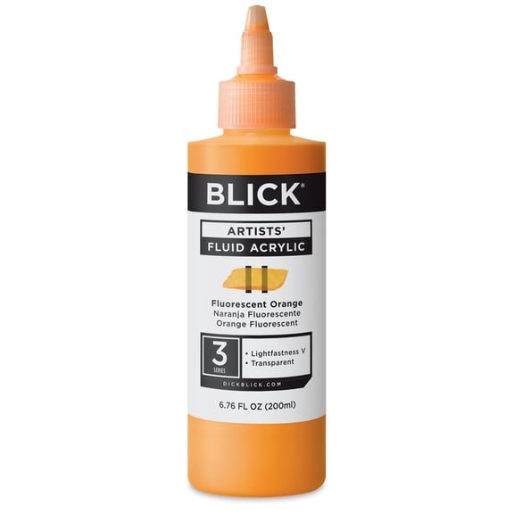 Blick Artists Fluid Acrylic - Fluorescent Orange, 200 ml