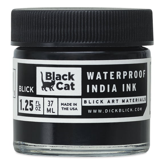 Blick Black Cat Waterproof India Ink - 1-1/4 oz