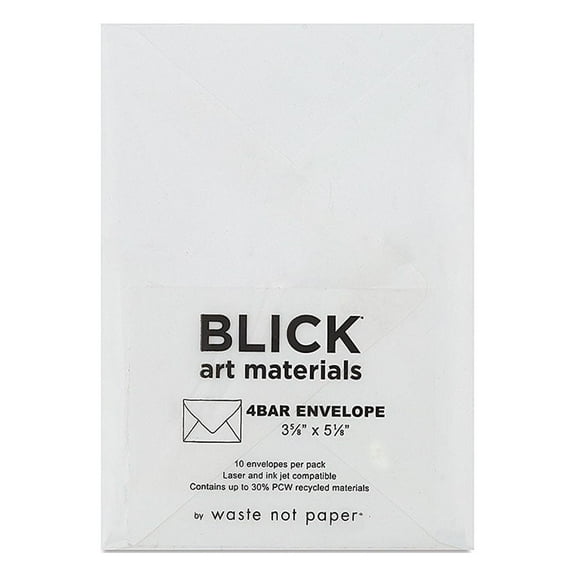 Blick Cards and Envelopes - 4 Bar Envelope, Pure White, 3-5/8" x 5-1/8", Pkg of 10