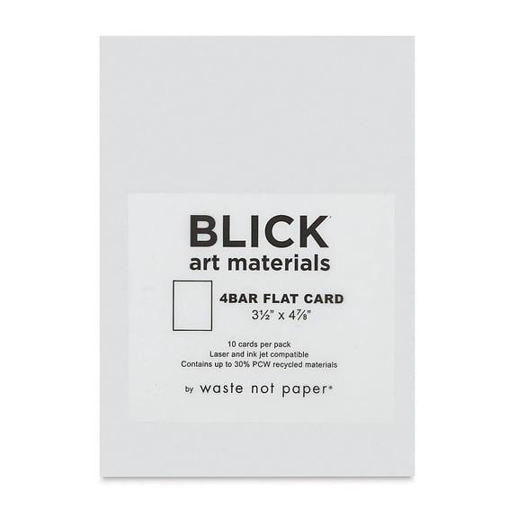 Blick Cards and Envelopes - 4 Bar Flat Card, Pure White,  3-1/2" x 4-7/8", Pkg of 10