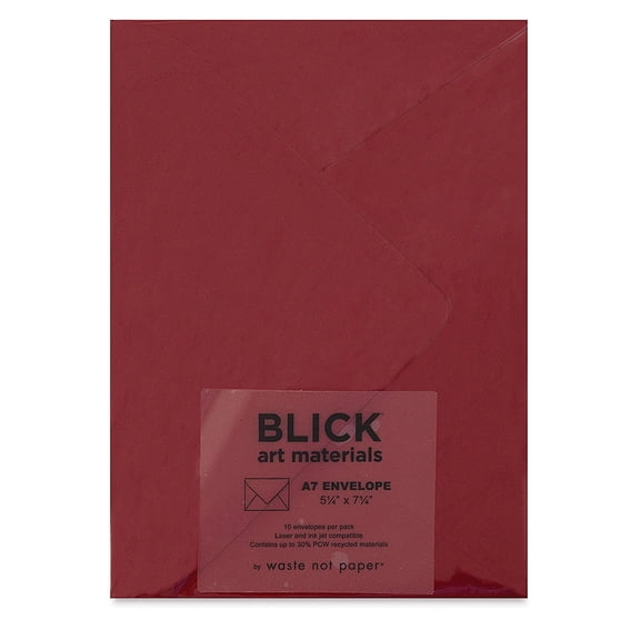 Blick Cards and Envelopes - A7 Envelope, Red, 5-1/4" x 7-1/4", Pkg of 10