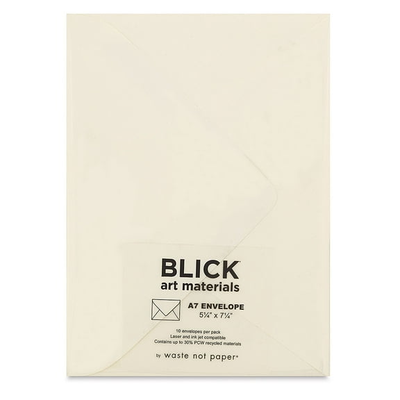 Blick Cards and Envelopes - A7 Envelope, Soft White, 5-1/4" x 7-1/4", Pkg of 10