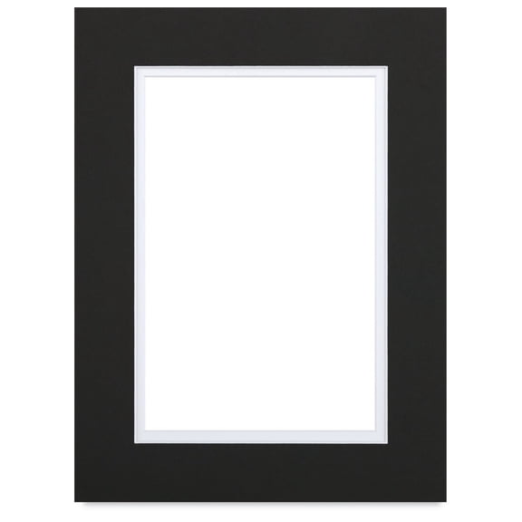 Blick Double Mat - Raven Black / Manor White, 11" x 14" (7-1/2" x 9-1/2" Opening)