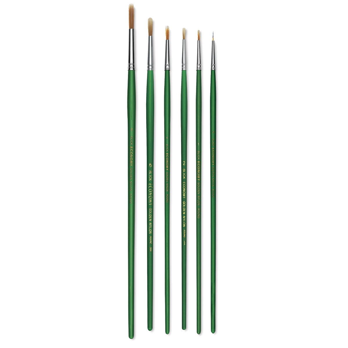 Blick Economy Golden Nylon Brush Set - Round, Long Handle, Set of 6
