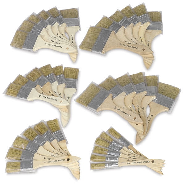 Blick Economy White Bristle Brush Class Pack - Gesso, Classpack of 36 Brushes