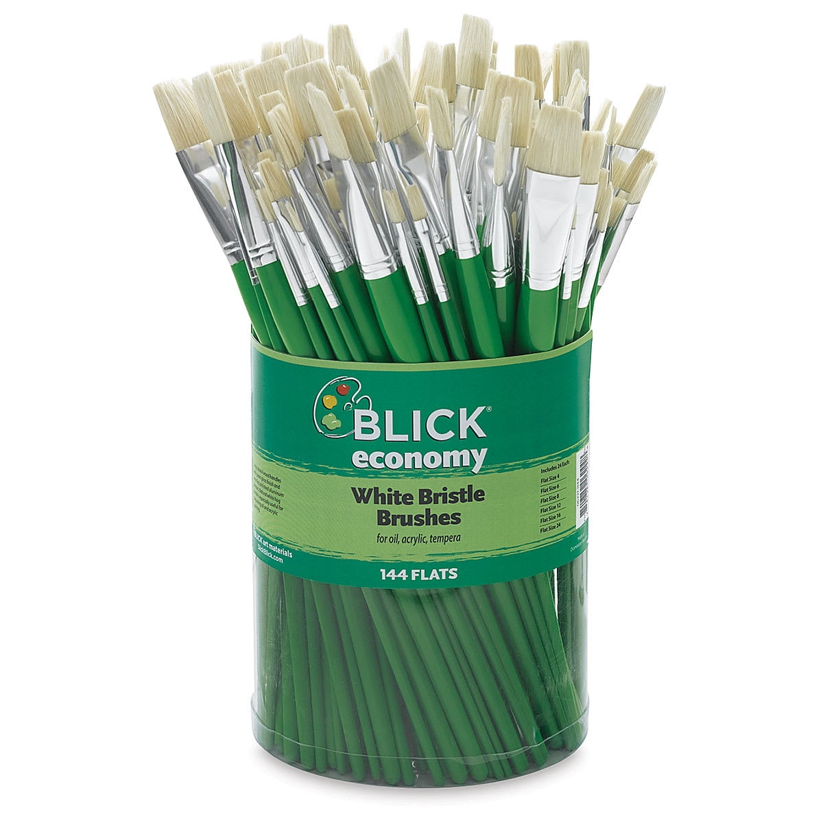 Blick Economy White Bristle Set - Flats, Set of 144